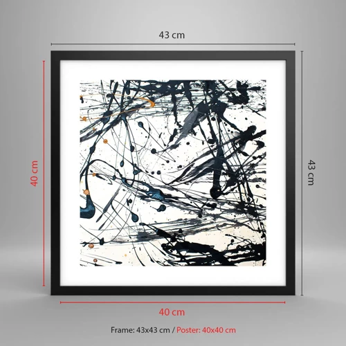 Affiche dans un cadre noir - Poster - Abstraction expressionniste - 40x40 cm