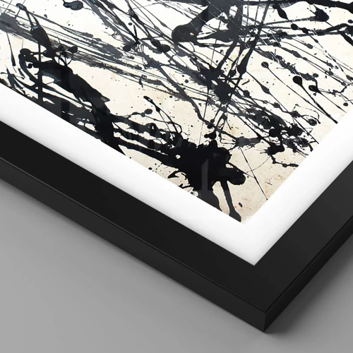 Affiche dans un cadre noir - Poster - Abstraction expressionniste - 40x40 cm