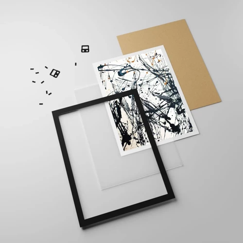 Affiche dans un cadre noir - Poster - Abstraction expressionniste - 61x91 cm