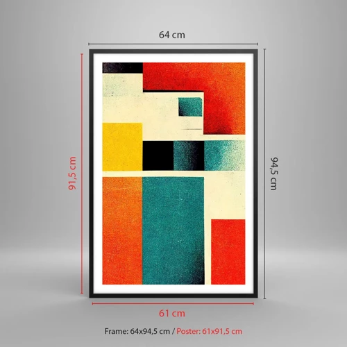 Affiche dans un cadre noir - Poster - Abstraction géométrique – bonne énergie - 61x91 cm