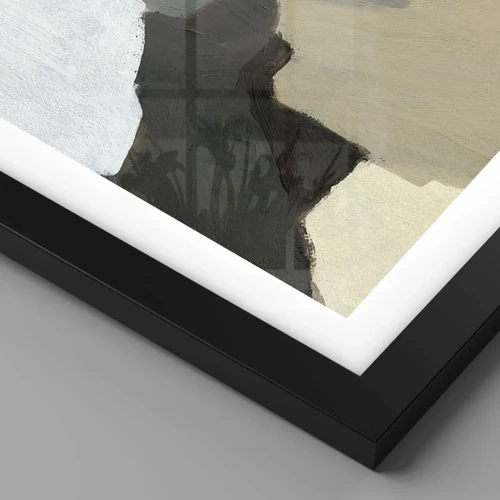 Affiche dans un cadre noir - Poster - Abstraction : le carrefour du gris - 30x40 cm