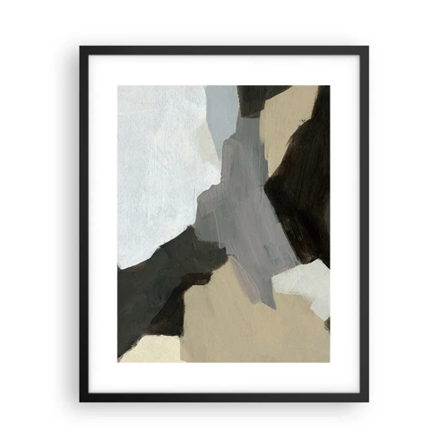 Affiche dans un cadre noir - Poster - Abstraction : le carrefour du gris - 40x50 cm