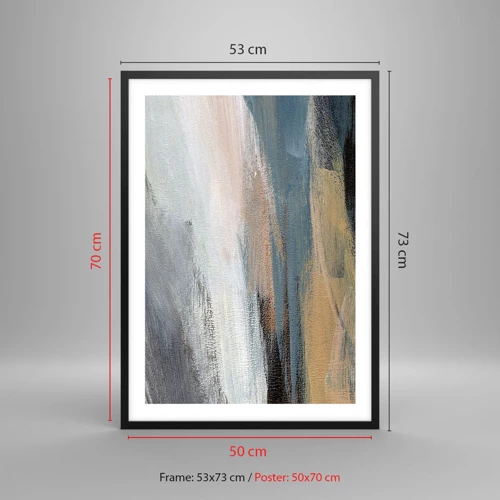 Affiche dans un cadre noir - Poster - Abstraction : paysage nordique - 50x70 cm