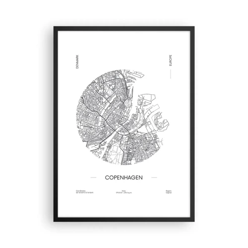 Affiche dans un cadre noir - Poster - Anatomie de Copenhague - 50x70 cm