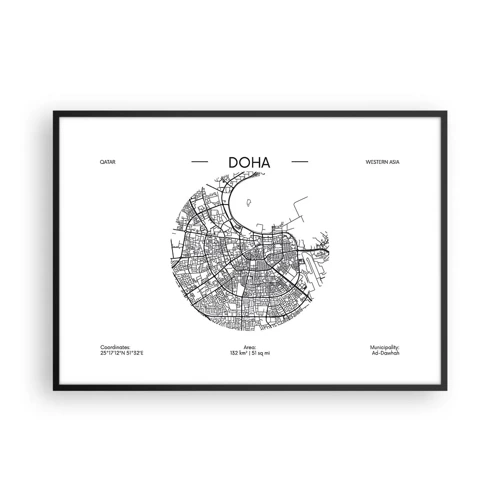 Affiche dans un cadre noir - Poster - Anatomie de Doha - 100x70 cm