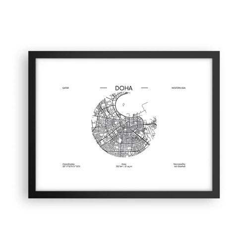 Affiche dans un cadre noir - Poster - Anatomie de Doha - 40x30 cm