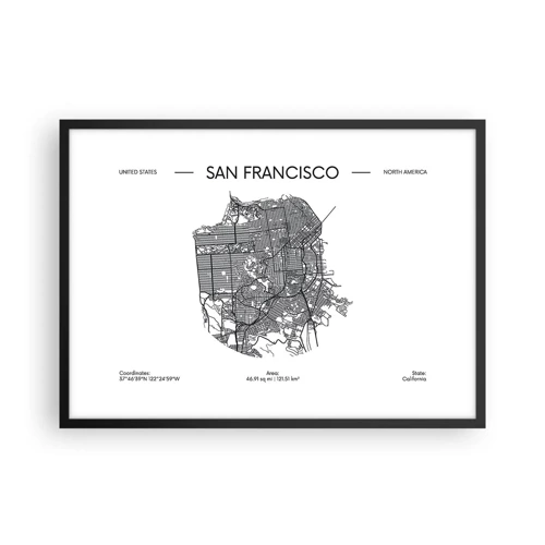 Affiche dans un cadre noir - Poster - Anatomie de San Fransisco - 70x50 cm