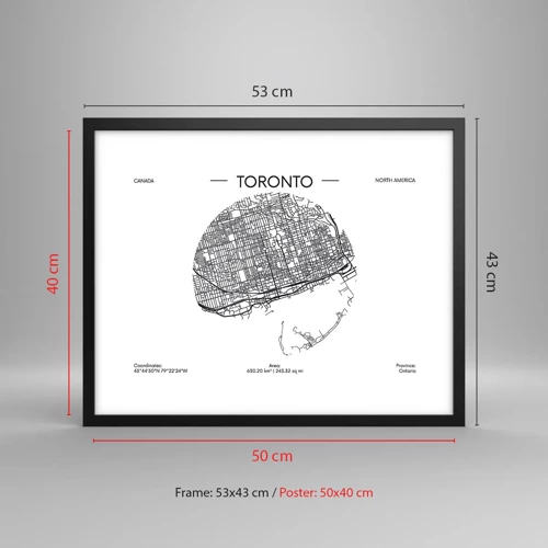 Affiche dans un cadre noir - Poster - Anatomie de Toronto - 50x40 cm