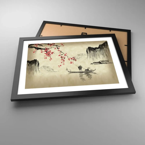 Affiche dans un cadre noir - Poster - Au pays des cerisiers en fleurs - 40x30 cm