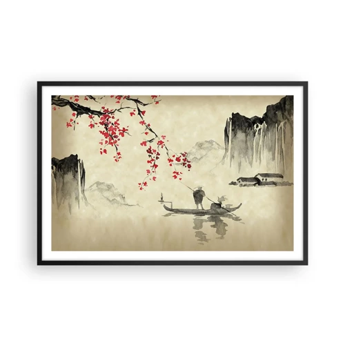 Affiche dans un cadre noir - Poster - Au pays des cerisiers en fleurs - 91x61 cm