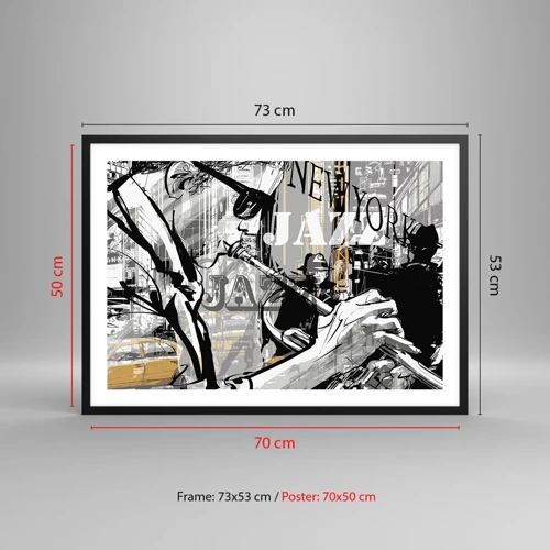 Affiche dans un cadre noir - Poster - Au rythme de New York - 70x50 cm