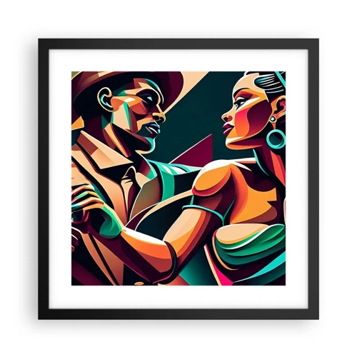 Affiche dans un cadre noir - Poster - Au rythme du coeur - 40x40 cm