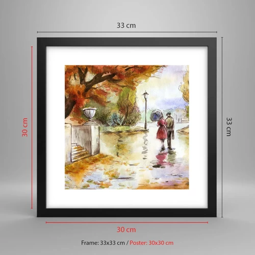 Affiche dans un cadre noir - Poster - Automne romantique dans le parc - 30x30 cm