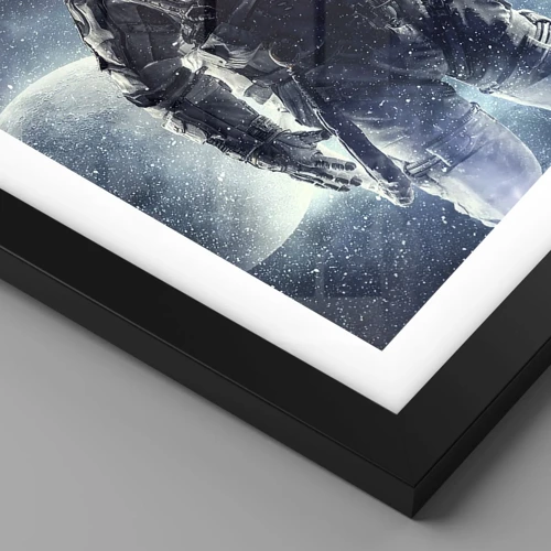 Affiche dans un cadre noir - Poster - Aventure spatiale - 40x40 cm