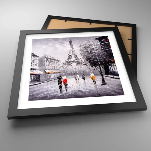 Affiche dans un cadre noir - Poster - Balade parisienne - 30x30 cm