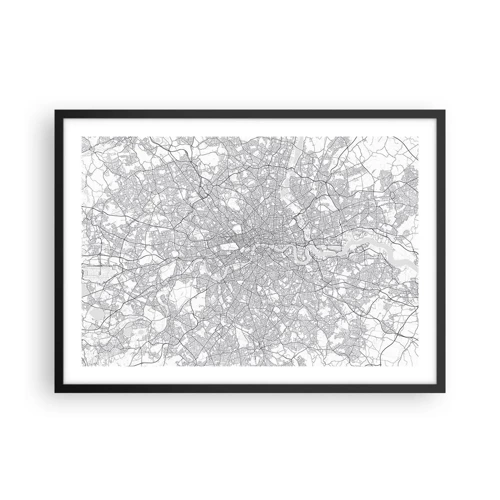 Affiche dans un cadre noir - Poster - Carte du labyrinthe londonien - 70x50 cm