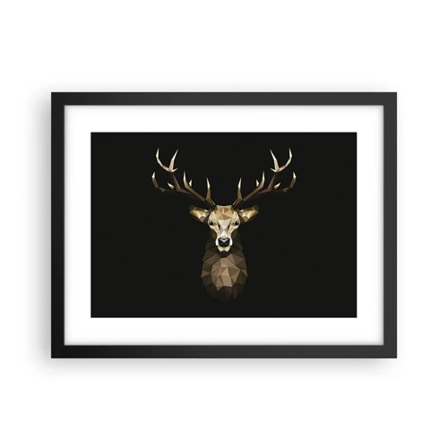 Affiche dans un cadre noir - Poster - Cerf cubique - 40x30 cm