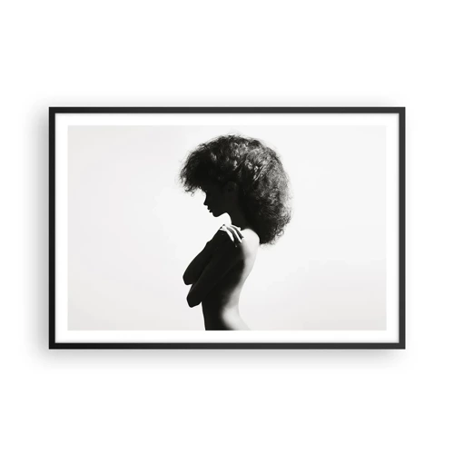 Affiche dans un cadre noir - Poster - Comme une fleur au bout d'une fine tige - 91x61 cm
