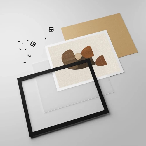 Affiche dans un cadre noir - Poster - Composition de marrons - 40x30 cm