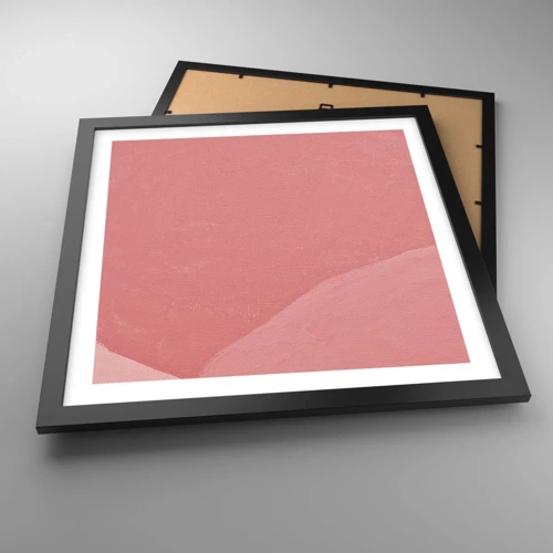 Affiche dans un cadre noir - Poster - Composition organique en rose - 40x40 cm