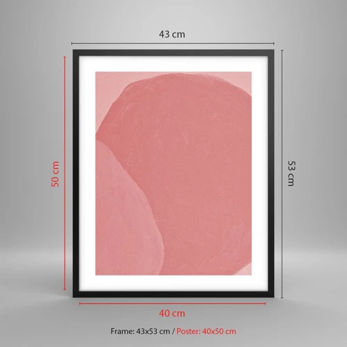 Affiche dans un cadre noir - Poster - Composition organique en rose - 40x50 cm