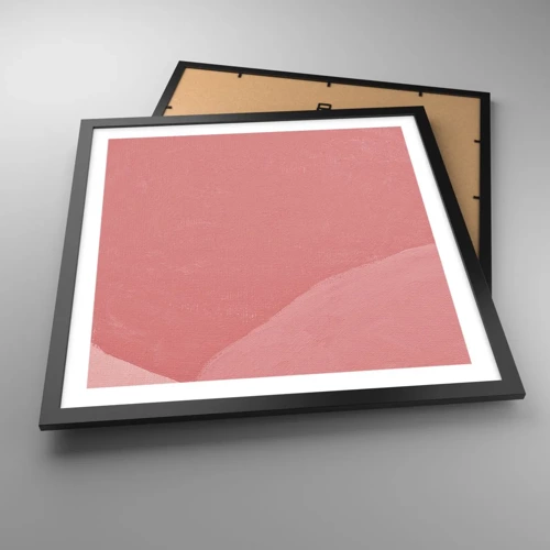 Affiche dans un cadre noir - Poster - Composition organique en rose - 50x50 cm