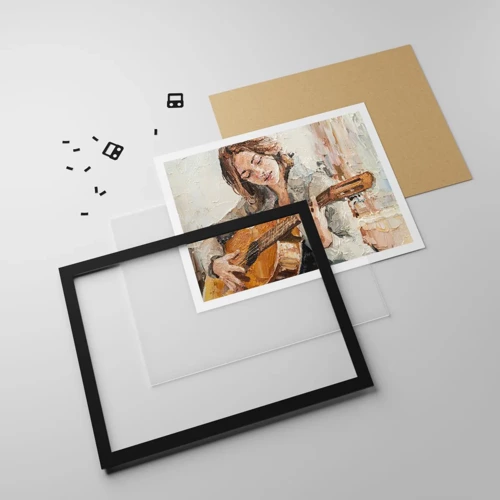 Affiche dans un cadre noir - Poster - Concerto pour guitare et coeur de fille - 50x40 cm
