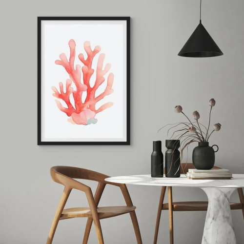 Affiche dans un cadre noir - Poster - Corail couleur corail - 70x100 cm