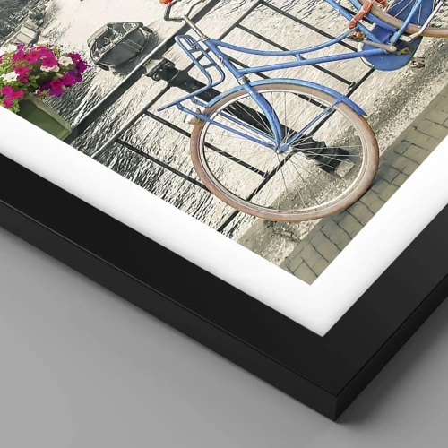 Affiche dans un cadre noir - Poster - Couleurs de rue d'Amsterdam - 30x40 cm