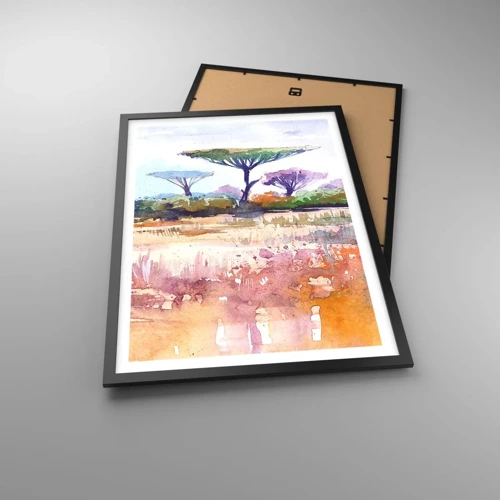 Affiche dans un cadre noir - Poster - Couleurs de savane - 50x70 cm