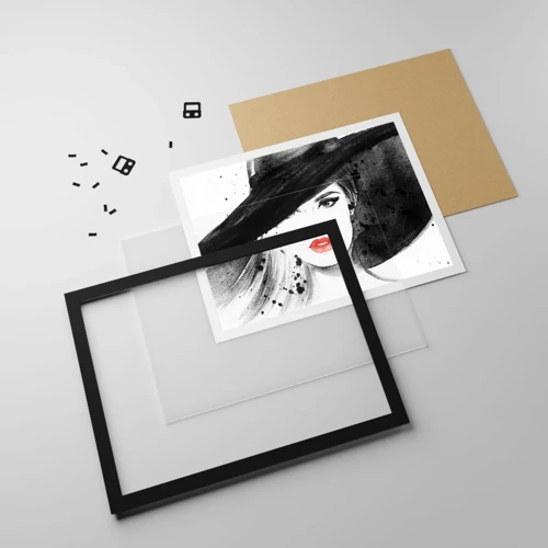 Affiche dans un cadre noir - Poster - Dame en noir - 40x30 cm