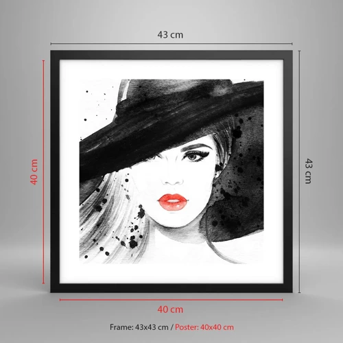 Affiche dans un cadre noir - Poster - Dame en noir - 40x40 cm