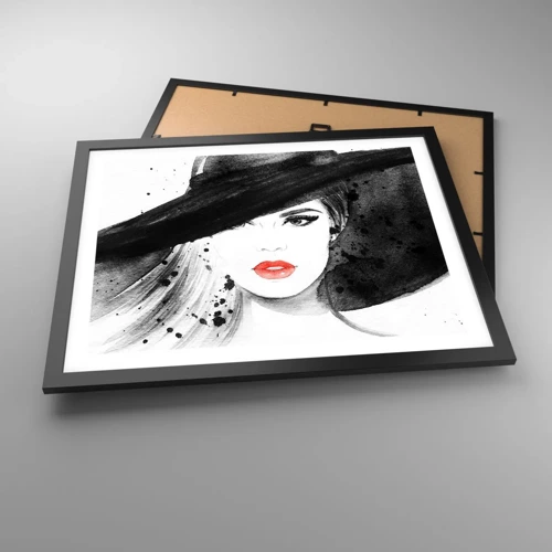 Affiche dans un cadre noir - Poster - Dame en noir - 50x40 cm