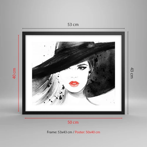 Affiche dans un cadre noir - Poster - Dame en noir - 50x40 cm