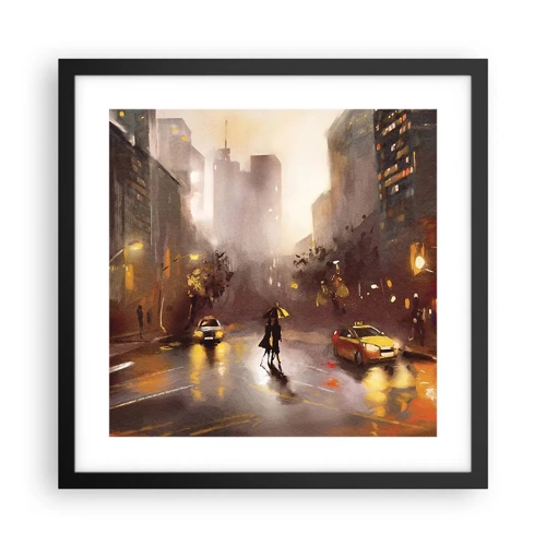 Affiche dans un cadre noir - Poster - Dans les lumières de New-York - 40x40 cm
