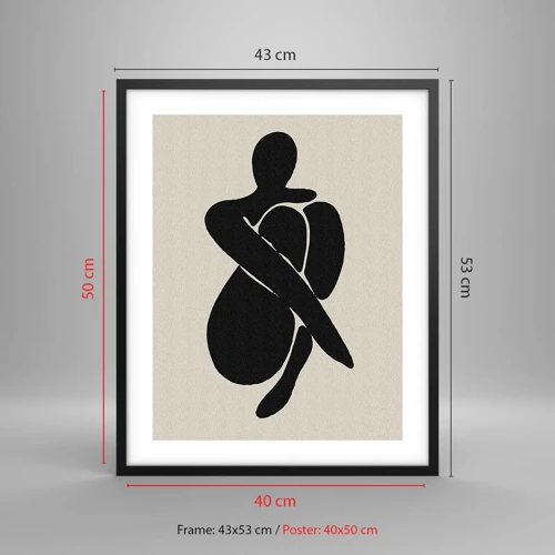 Affiche dans un cadre noir - Poster - Dans ses propres bras - 40x50 cm