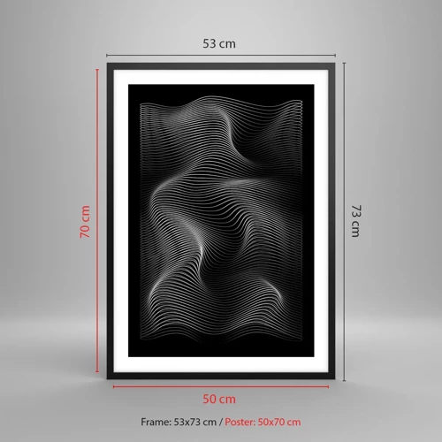 Affiche dans un cadre noir - Poster - Danse de lumière dans l'espace - 50x70 cm