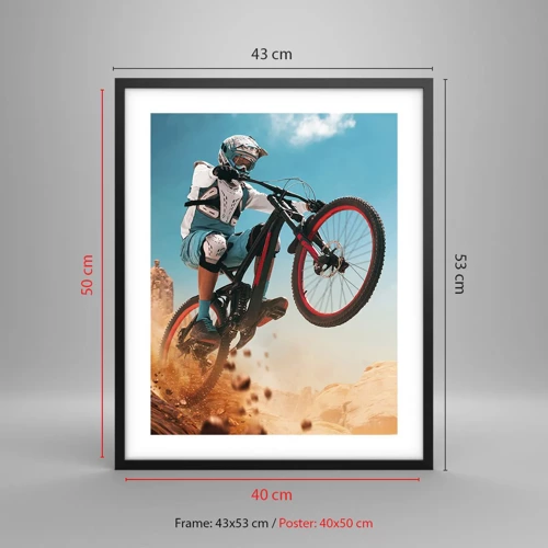 Affiche dans un cadre noir - Poster - Démon de la folie du vélo - 40x50 cm