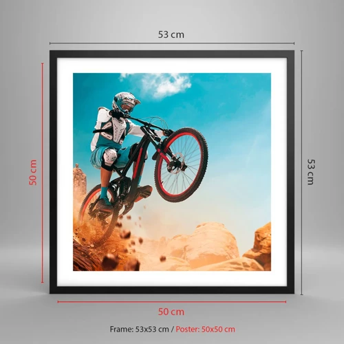 Affiche dans un cadre noir - Poster - Démon de la folie du vélo - 50x50 cm