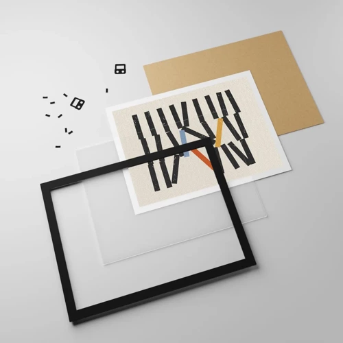 Affiche dans un cadre noir - Poster - Dominos – composition - 70x50 cm