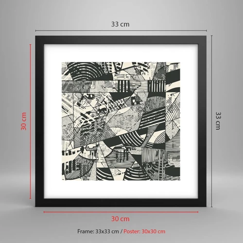 Affiche dans un cadre noir - Poster - Dynamique du modernisme - 30x30 cm