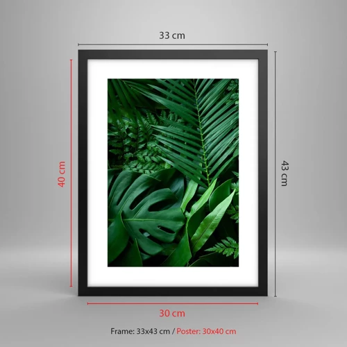Affiche dans un cadre noir - Poster - Emmitouflé de verdure - 30x40 cm