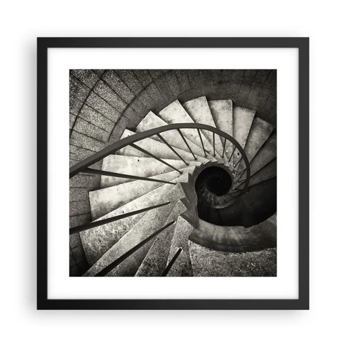 Affiche dans un cadre noir - Poster - En haut des escaliers, en bas des escaliers - 40x40 cm