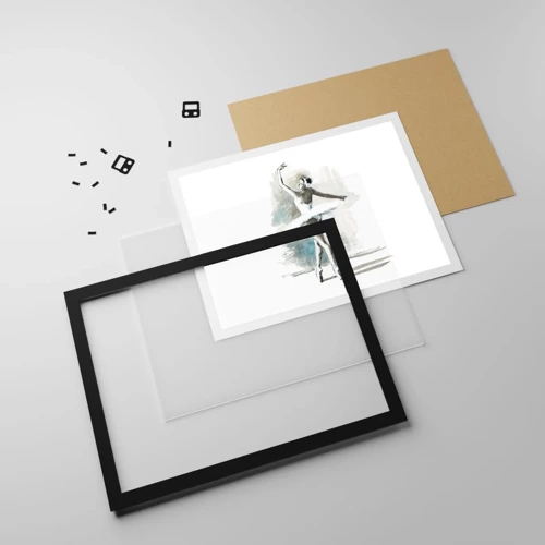 Affiche dans un cadre noir - Poster - Enchantement du cygne - 50x40 cm