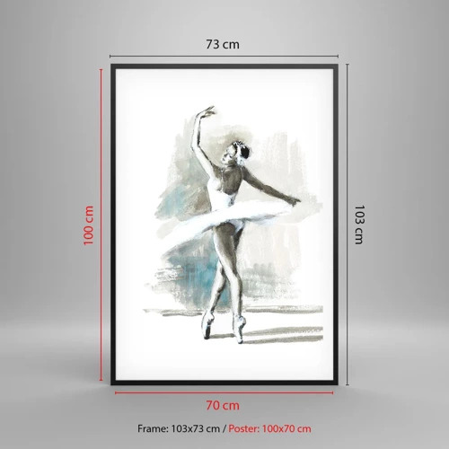 Affiche dans un cadre noir - Poster - Enchantement du cygne - 70x100 cm