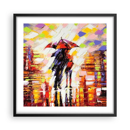 Affiche dans un cadre noir - Poster - Ensemble à travers la nuit et la pluie - 50x50 cm
