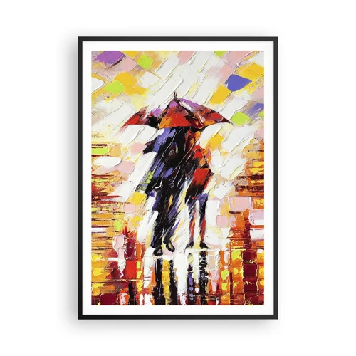 Affiche dans un cadre noir - Poster - Ensemble à travers la nuit et la pluie - 70x100 cm