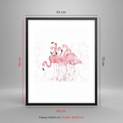 Affiche dans un cadre noir - Poster - Ensemble rose - 40x50 cm