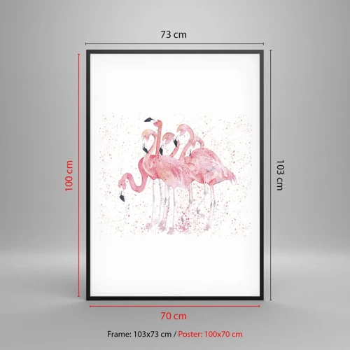Affiche dans un cadre noir - Poster - Ensemble rose - 70x100 cm