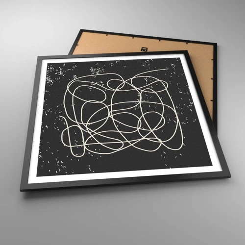 Affiche dans un cadre noir - Poster - Errance des pensées - 60x60 cm